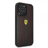 Ferrari iPhone 14 Pro Max Deksel Logo Perforert Rød