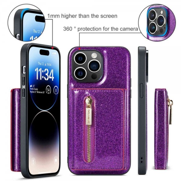 Dg.Ming iPhone 14 Pro Max Deksel M3 Series Avtakbart Kortholder Lilla