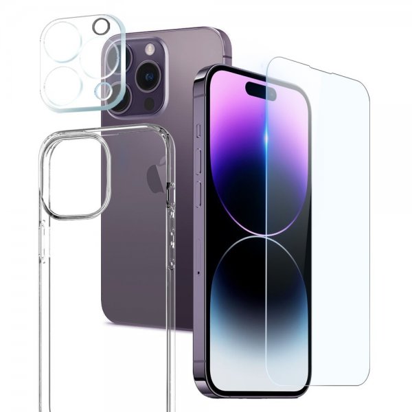 Northjo iPhone 14 Pro Max Deksel med Skjermbeskytter og Kamerabeskytter 3-i-1