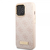 Guess iPhone 14 Pro Max Deksel Metal Plate Logo MagSafe Rosa