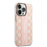 Karl Lagerfeld iPhone 14 Pro Max Deksel Monogram Vertical Stripe Rosa