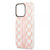 Karl Lagerfeld iPhone 14 Pro Max Deksel Monogram Vertical Stripe Rosa
