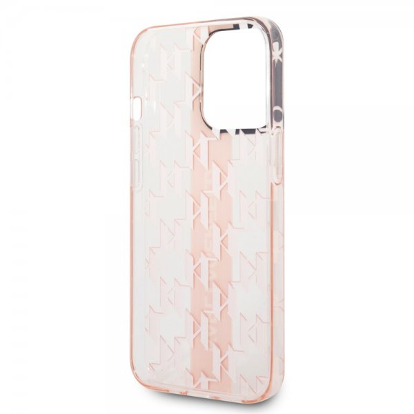 Karl Lagerfeld iPhone 14 Pro Max Deksel Monogram Vertical Stripe Rosa