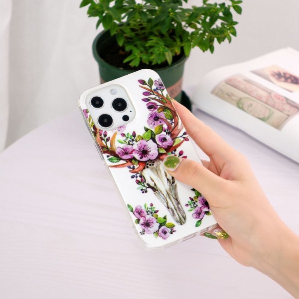 iPhone 14 Pro Max Deksel Motiv Blomster Og Hjort