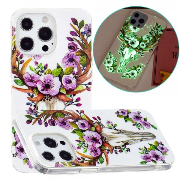 iPhone 14 Pro Max Deksel Motiv Blomster Og Hjort