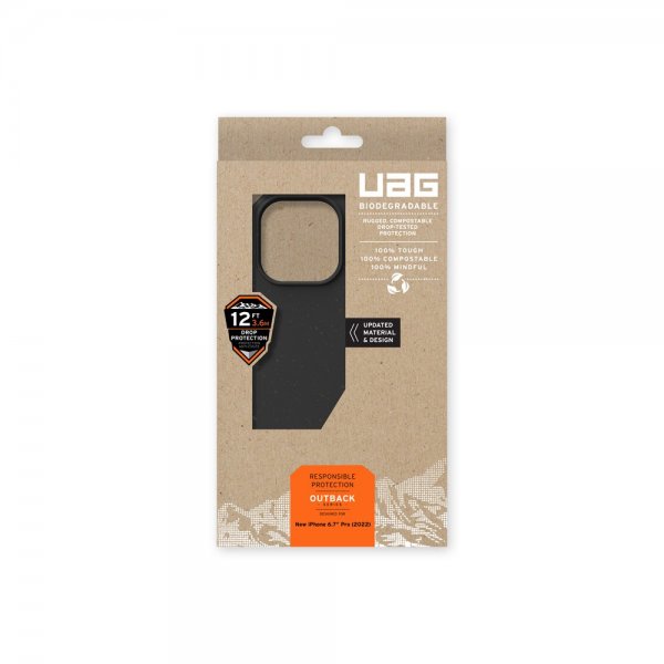 Urban Armor Gear (UAG) iPhone 14 Pro Max Deksel Outback Biodegradable Cover Svart