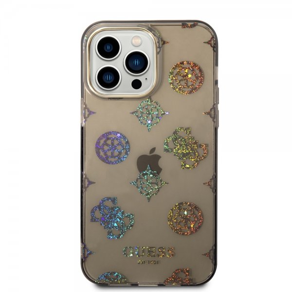 Guess iPhone 14 Pro Max Deksel Peony Glitter Svart