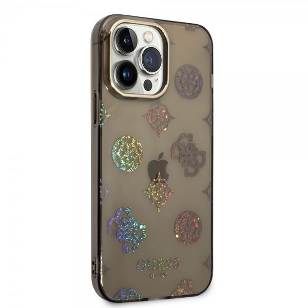 Guess iPhone 14 Pro Max Deksel Peony Glitter Svart