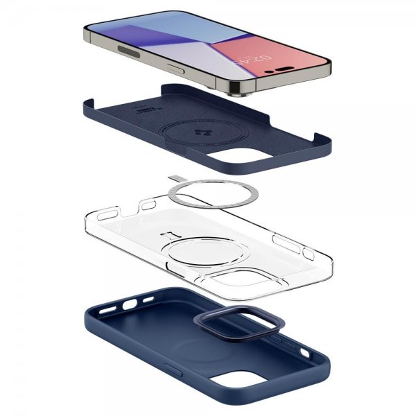 Spigen iPhone 14 Pro Max Deksel Silicone Fit MagFit Navy Blue