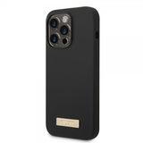 Guess iPhone 14 Pro Max Deksel Silicone Metal Plate MagSafe Svart