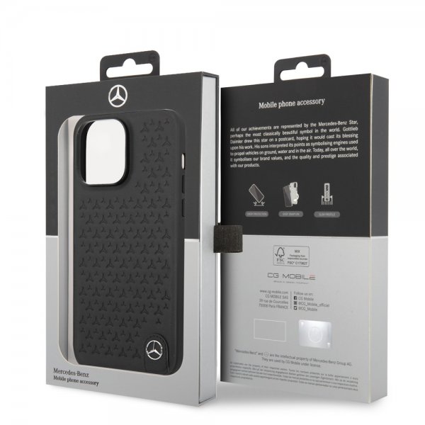 Mercedes Benz iPhone 14 Pro Max Deksel Star Pattern Svart