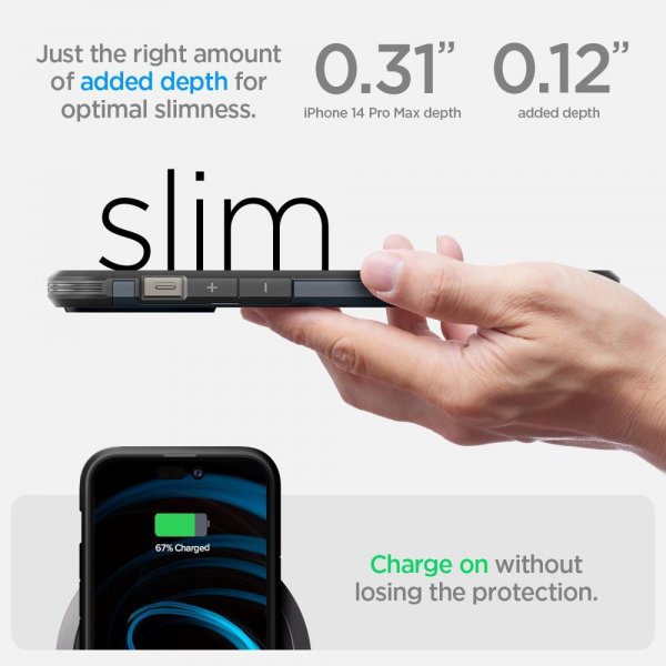 Spigen iPhone 14 Pro Max Deksel Tough Armor MagFit Metal Slate