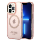 Guess iPhone 14 Pro Max Deksel Translucent MagSafe Rosa