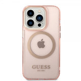 Guess iPhone 14 Pro Max Deksel Translucent MagSafe Rosa