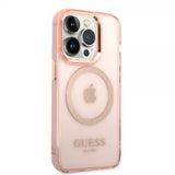 Guess iPhone 14 Pro Max Deksel Translucent MagSafe Rosa