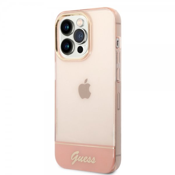 Guess iPhone 14 Pro Max Deksel Translucent Rosa