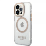 Guess iPhone 14 Pro Max Deksel Transparent MagSafe Gull Transparent