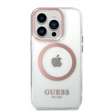 Guess iPhone 14 Pro Max Deksel Transparent MagSafe Rosa Transparent