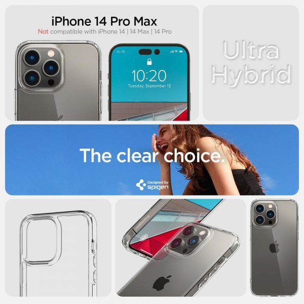 Spigen iPhone 14 Pro Max Deksel Ultra Hybrid Crystal Clear
