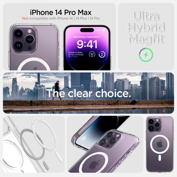 Spigen iPhone 14 Pro Max Deksel Ultra Hybrid MagFit Frost Clear