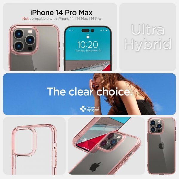 Spigen iPhone 14 Pro Max Deksel Ultra Hybrid Rose Crystal