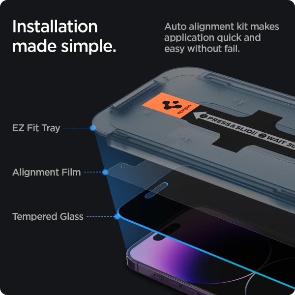 Spigen iPhone 14 Pro Max Skjermbeskytter GLAS.tR EZ Fit Privacy 2-pakning
