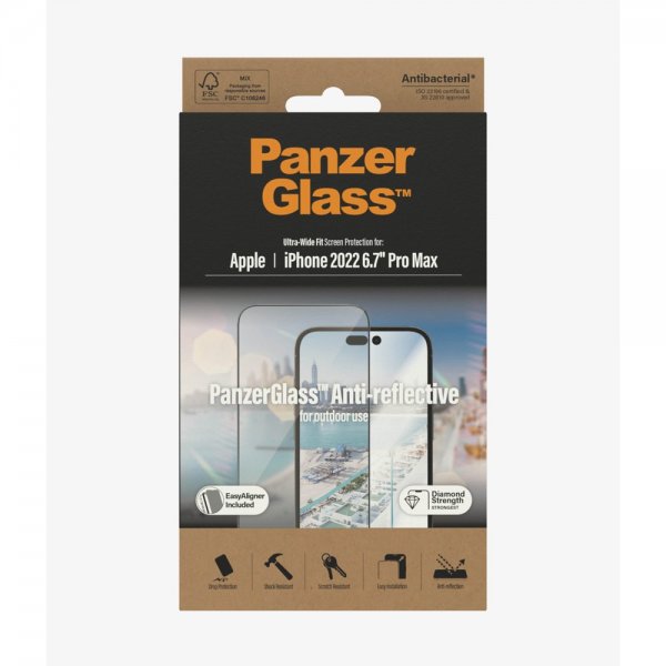 PanzerGlass iPhone 14 Pro Max Skjermbeskytter Ultra-Wide Fit Anti-reflective EasyAligner