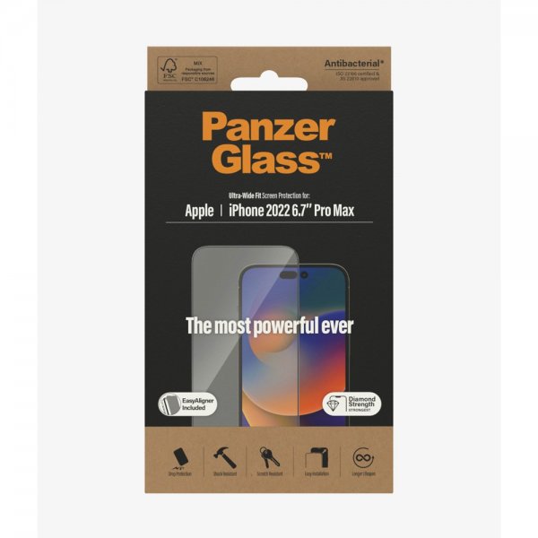 PanzerGlass iPhone 14 Pro Max Skjermbeskytter Ultra-Wide Fit EasyAligner