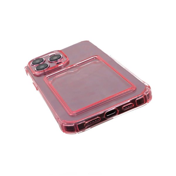 iPhone 14 Pro Max Deksel Kortholder Støtsikker Rosa