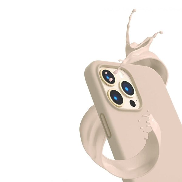 Rvelon iPhone 14 Pro Deksel Silikon Beige