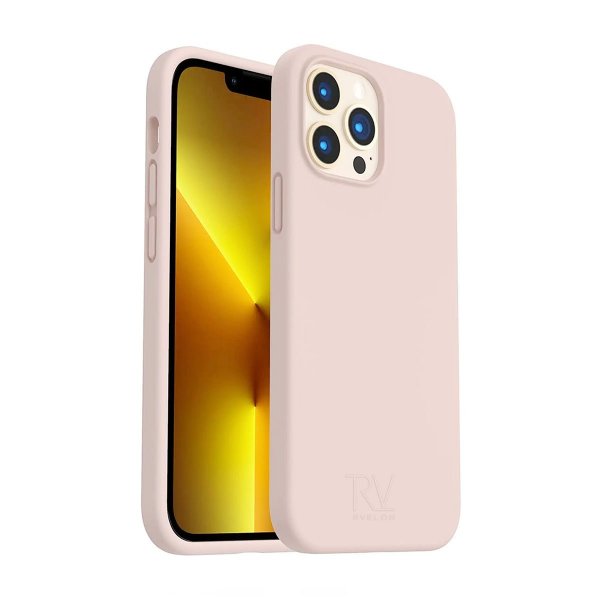Rvelon iPhone 14 Pro Deksel Silikon Sandrosa