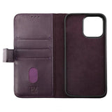 Rvelon iPhone 14 Pro Etui Ekte skinn Kortlommer Lilla