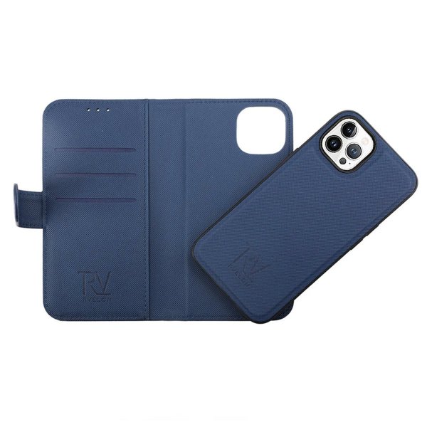Rvelon iPhone 14 Pro Etui Detachable Wallet Case Blå