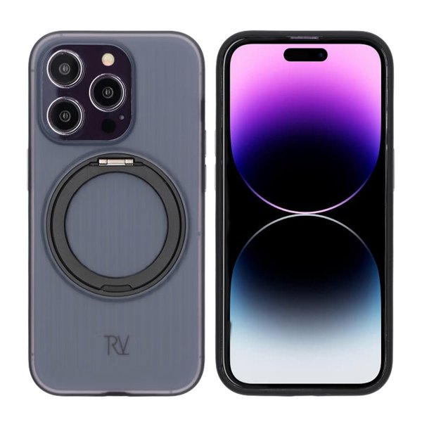 Rvelon iPhone 14 Pro Deksel Roterbart Stativ Svart