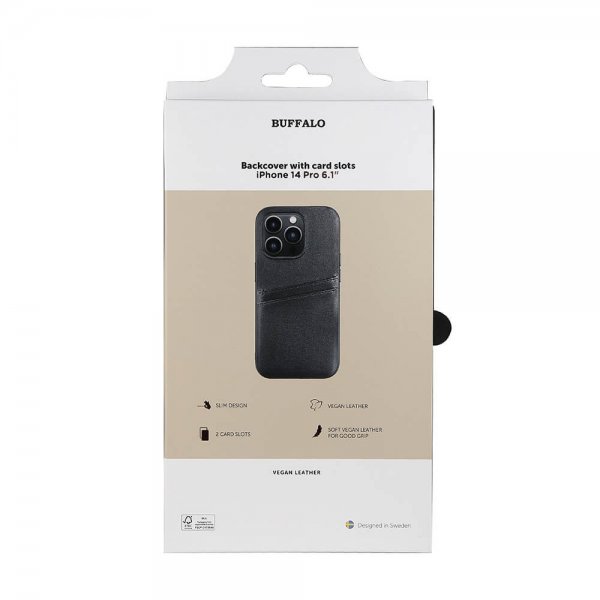 Buffalo iPhone 14 Pro Deksel Backcover with Card Slots Svart