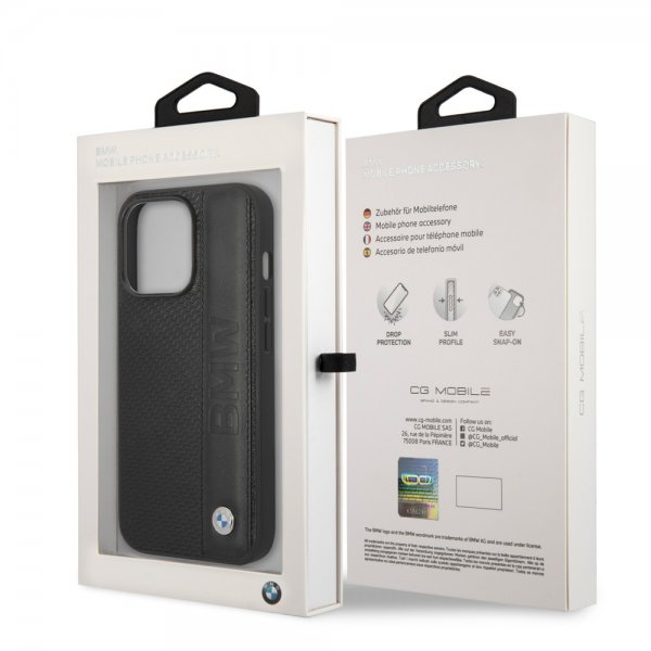 BMW iPhone 14 Pro Deksel Big Logo Stripe Svart