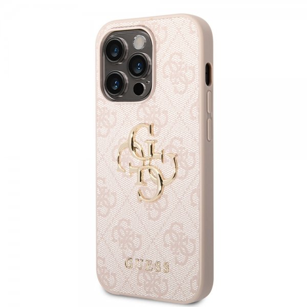 Guess iPhone 14 Pro Deksel Big Metal Logo Rosa