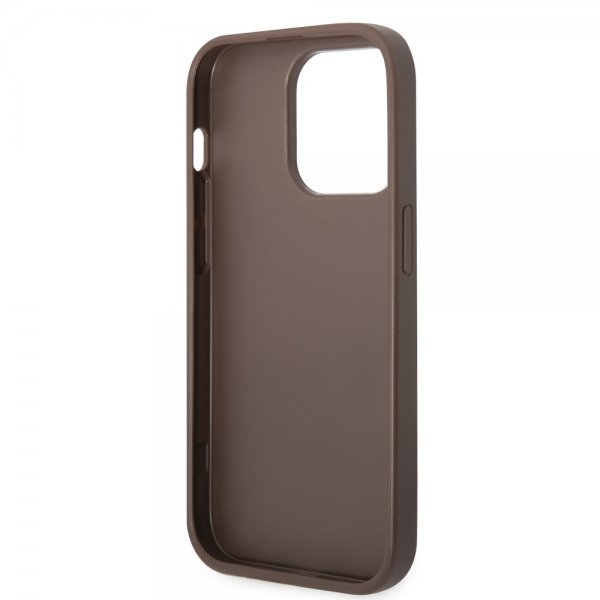 Guess iPhone 14 Pro Deksel Bottom Stripe Metal Logo Brun