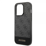 Guess iPhone 14 Pro Deksel Bottom Stripe Metal Logo Grå