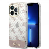 Guess iPhone 14 Pro Deksel Bottom Stripe Script Logo Rosa