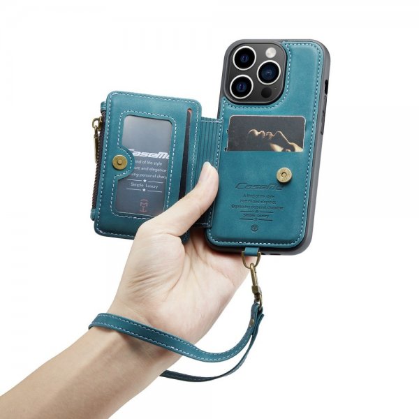 CaseMe iPhone 14 Pro Deksel C20 Kortlomme Glidelås Petrol
