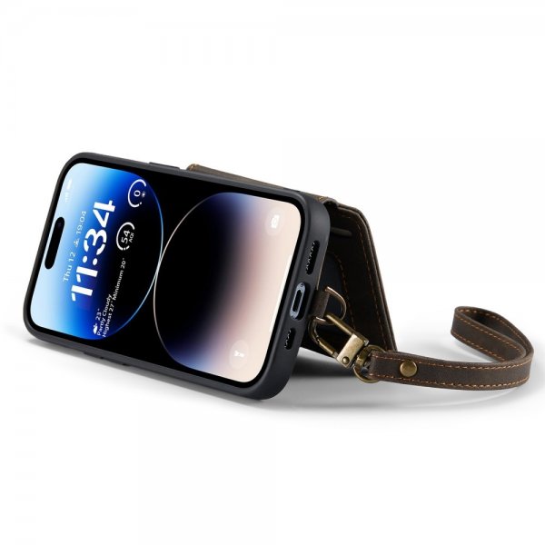 CaseMe iPhone 14 Pro Deksel C20 Kortlomme Glidelås Brun