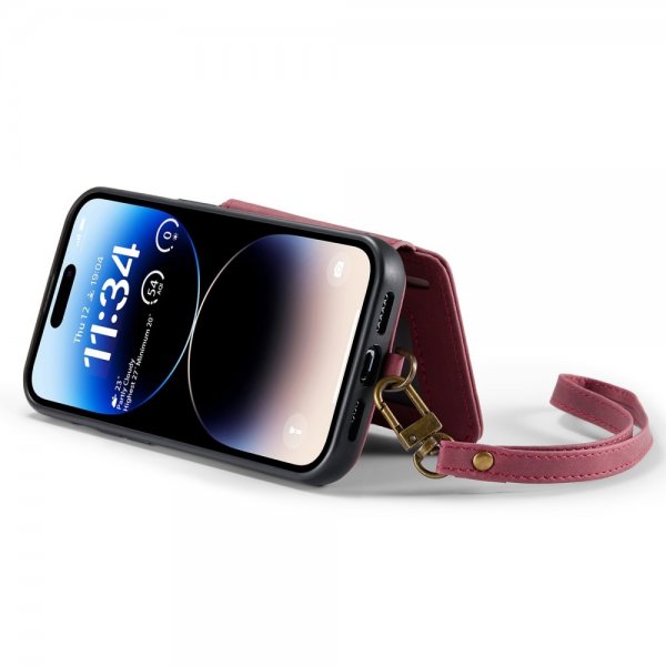 CaseMe iPhone 14 Pro Deksel C20 Kortlomme Glidelås Rød