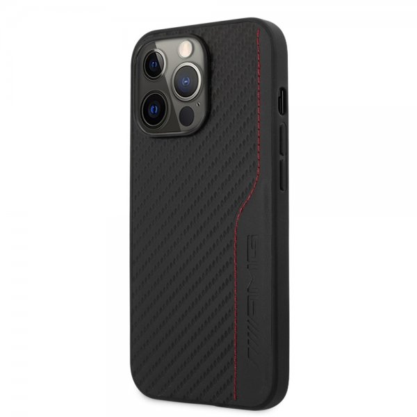 AMG iPhone 14 Pro Deksel Carbon Effect Stamped Logo Svart