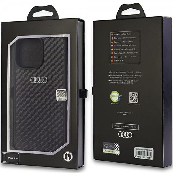 Audi iPhone 14 Pro Deksel Carbon Fiber Svart