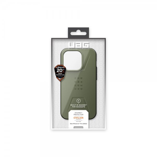Urban Armor Gear (UAG) iPhone 14 Pro Deksel Civilian MagSafe Olive