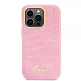 Guess iPhone 14 Pro Deksel Croco Rosa