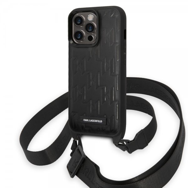 Karl Lagerfeld iPhone 14 Pro Deksel Crossbody Strap Svart