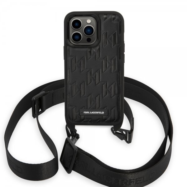Karl Lagerfeld iPhone 14 Pro Deksel Crossbody Strap Svart