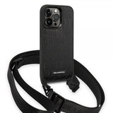 Karl Lagerfeld iPhone 14 Pro Deksel Crossbody Strap Svart